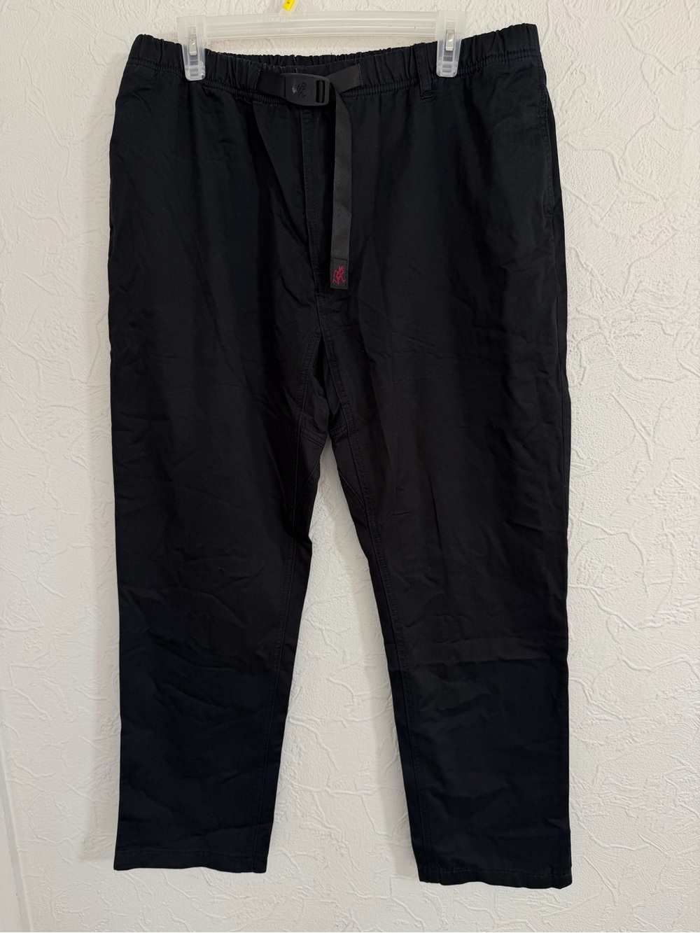 Gramicci Pants Mens Large Black Cargo Regular Fit Elastic Waist Belted Casual
